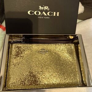 Coach Gold Glitter Wristlet